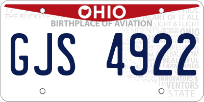OH license plate GJS4922