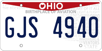 OH license plate GJS4940