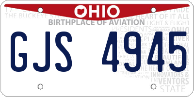 OH license plate GJS4945