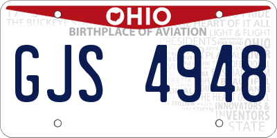 OH license plate GJS4948