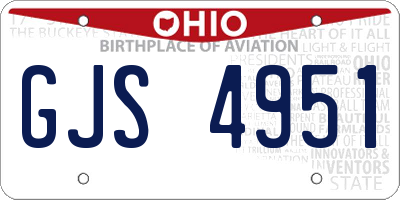 OH license plate GJS4951