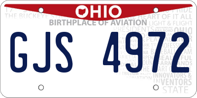 OH license plate GJS4972