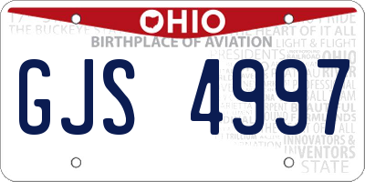OH license plate GJS4997