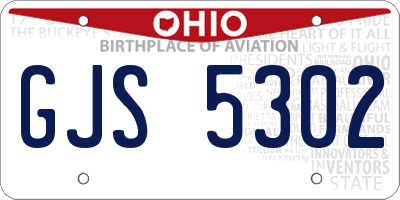 OH license plate GJS5302