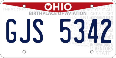 OH license plate GJS5342