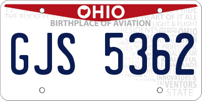 OH license plate GJS5362