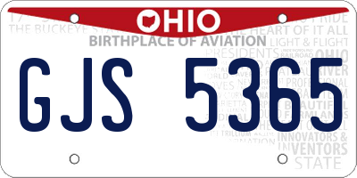 OH license plate GJS5365