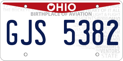 OH license plate GJS5382