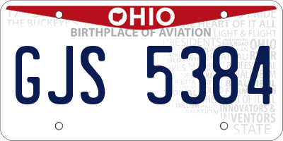 OH license plate GJS5384