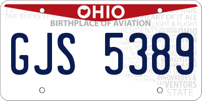 OH license plate GJS5389