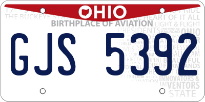 OH license plate GJS5392