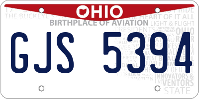 OH license plate GJS5394