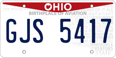 OH license plate GJS5417