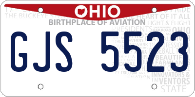 OH license plate GJS5523