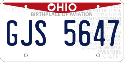 OH license plate GJS5647