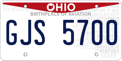 OH license plate GJS5700