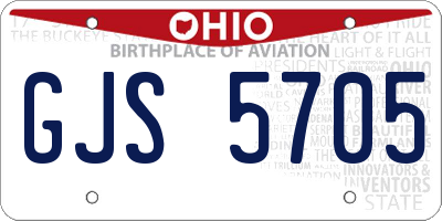 OH license plate GJS5705