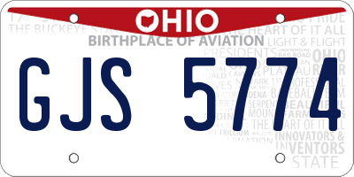 OH license plate GJS5774