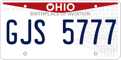 OH license plate GJS5777