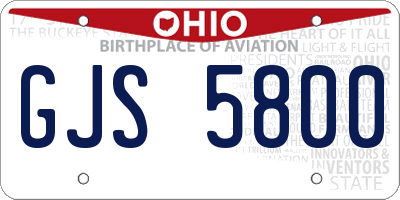 OH license plate GJS5800