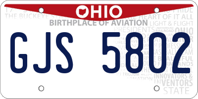 OH license plate GJS5802
