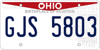 OH license plate GJS5803