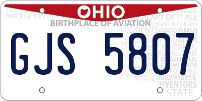 OH license plate GJS5807