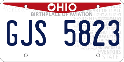 OH license plate GJS5823