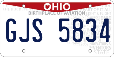 OH license plate GJS5834