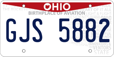 OH license plate GJS5882