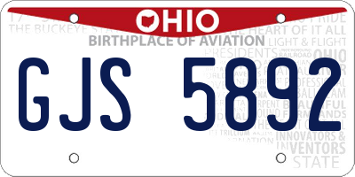OH license plate GJS5892