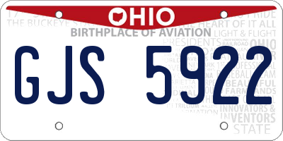 OH license plate GJS5922