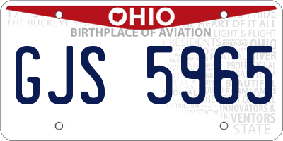 OH license plate GJS5965