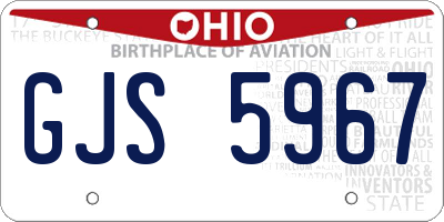 OH license plate GJS5967