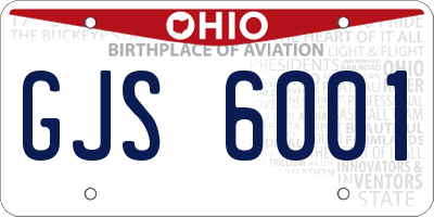 OH license plate GJS6001