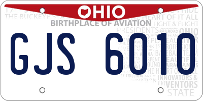 OH license plate GJS6010