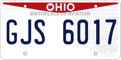 OH license plate GJS6017