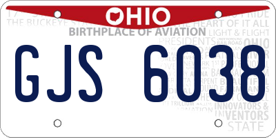 OH license plate GJS6038