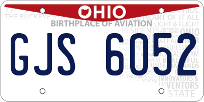 OH license plate GJS6052