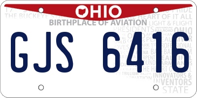 OH license plate GJS6416