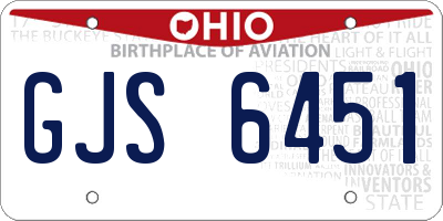 OH license plate GJS6451