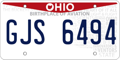 OH license plate GJS6494