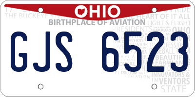 OH license plate GJS6523