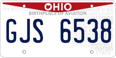 OH license plate GJS6538