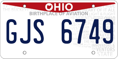 OH license plate GJS6749