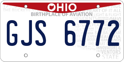 OH license plate GJS6772