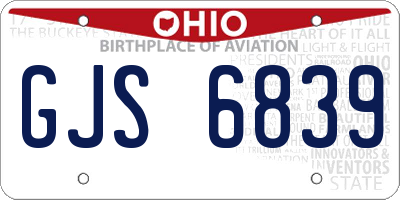 OH license plate GJS6839