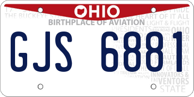 OH license plate GJS6881