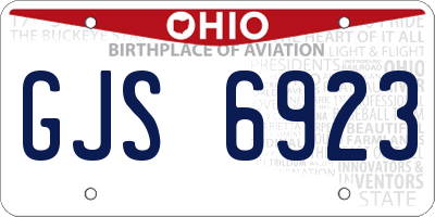 OH license plate GJS6923