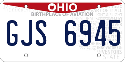 OH license plate GJS6945